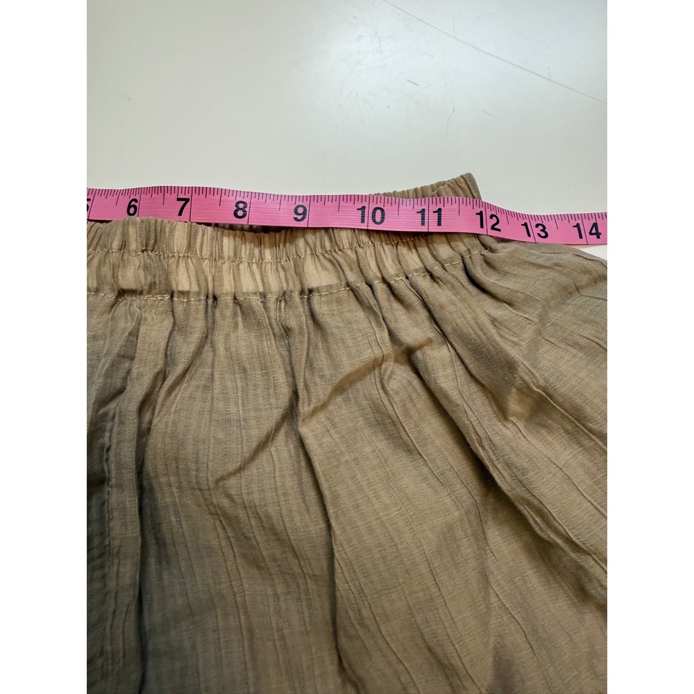 Tan Ruched Button Front Top and Shorts Two Piece Set Textured Co-ord - Picture 7 of 8